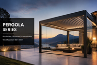 Pavillon de jardin moderne en aluminium avec portes coulissantes en verre, imperméable, pour cour, jardin, arrière-cour