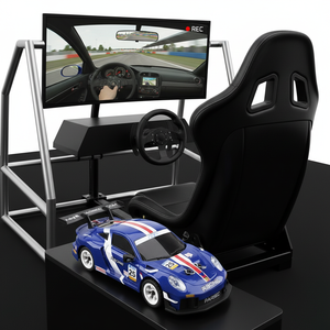 Auto <span class=keywords><strong>RC</strong></span> <span class=keywords><strong>Drift</strong></span> in Scala 1:28 4WD con Cavo FPV USB, Volante e Pedali Simulatore, Controller per Attrezzature Commerciali e di Intrattenimento - Product Image 1