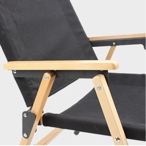 Chaise de plage pliante personnalisée, portable, en bois courbé, chaise longue noire pour la plage - Product Image 2