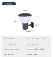 Applique Murale Solaire Extérieure en Aluminium et PC, 4,5W, Panneau Solaire Monocristallin, Étanche IP65, Capteur de Lumière Automatique, Lampe de Jardin et de Portail