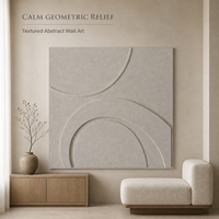 Art mural géométrique beige Wabi-Sabi moderne, peinture sur toile texturée faite à la main pour la décoration minimaliste de la maison