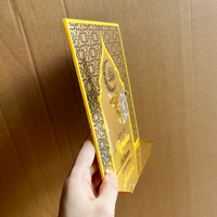 Calendrier de compte à rebours du Ramadan en acrylique, ornement de table, noir et or, motif géométrique islamique, inscription Ramadan Kareem pour la décoration de table