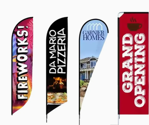 Drapeau de plage personnalisé avec logo imprimé, publicité extérieure, fanions en forme de larme, fanions plume, 110g polyester, mât en fibre de verre, croix métallique - Product Image 2