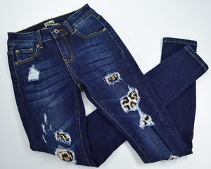 Parches de leopardo elásticos de alta calidad para mujer, pantalones vaqueros ajustados rasgados elásticos, ropa de calle de lápiz vaquero de cintura media de talla grande - Product Image 5