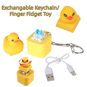 Đồ chơi âm thanh hình vịt con hoạt hình Quack Fidget Keycap Regulator 3D, nút bấm bàn phím, có móc khóa để trang trí - Product Image 2