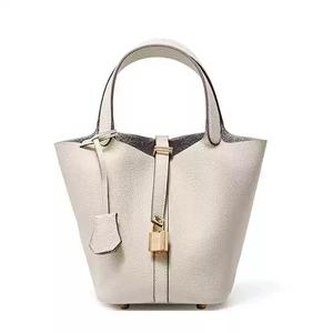 Bolsos de cuero genuino al por mayor para mujer, bolsos casuales tipo cubo, bolsos de mano de nuevo estilo, bolsos de moda tipo cesta para mujer - Product Image 5