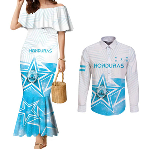 Día De La Independencia De Honduras Parejas A Juego Vestido De Sirena Y Camisa De Botones <span class=keywords><strong>Ropa</strong></span> De Mujer - Product Image 3