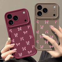 Coque arrière souple en TPU à motif nœud papillon rose pour iPhone 17 Air, compatible iPhone 16 Pro Max, 7 Plus, XS