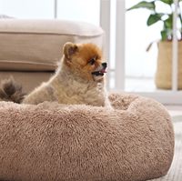 Lits pour animaux de compagnie lavables en forme de beigne, ronds, moelleux, en fausse fourrure, grand lit pour chat et chien pour une utilisation en intérieur et en extérieur