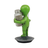 WeiVista-Salière et poivrière extraterrestre en résine faite à la main, figurine verte drôle, décoration de table de cuisine