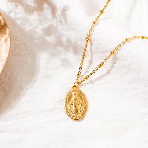 אופנה חדש Mangalsutra Nesigns נירוסטה זהב תליון קתולי תכשיטי הצהרת אמונה בתולה מרי דתי שרשרת - Product Image 3