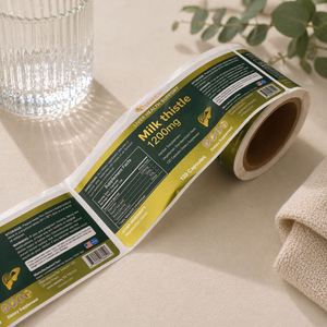 Étiquettes autocollantes rectangulaires en vinyle imperméable de luxe personnalisées pour l'emballage alimentaire, rouleau d'autocollants pour les flacons de produits pharmaceutiques - Product Image 2