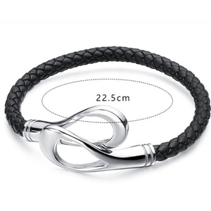 Wholesale Fashion Jewelry Custom Hand-woven Knit Wrist Band <b>Leather</b> <b>Bracelet</b> Stainless Steel Unique Clasp <b>Bracelet</b> for Men - Product Image 5