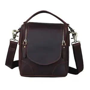 Pulizia e riassetto Stile Vintage Spalla del Cuoio Genuino Messenger Bag In Pelle di Moda DSLR Camera Bag