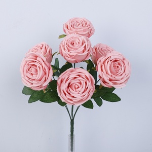 <b>Artificial</b> 7 Heads Rose Flower Bouquet for Wedding Home Decoration Fabric Silk Rose with Multiple Colors Factory Flowers Bouquet - Product Image 2