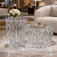 Table basse multifonctionnelle transparente comme du cristal, fontaine à toucher frais, design artistique, style luxe léger, mobilier de salon pour usage domestique
