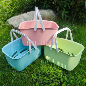 Portable Plastic <b>Storage</b> Basket With Handles Rectangle Mixed Color PP Material For <b>Bath</b> Kitchen <b>Storage</b> - Product Image 3
