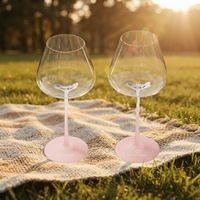 Verre à vin en cristal exclusif pour femmes, dégradé rose bordeaux, fond concave, grand modèle, vente en gros usine