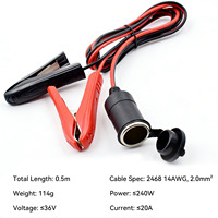 Cable de extensión de cobre puro de 12V/24V con pinza de cocodrilo a enchufe hembra para encendedor de cigarrillos, cable de alimentación de emergencia para coche, para inflador de neumáticos