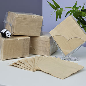 Pañuelo facial de doble capa altamente suave y absorbente para restaurantes y cafeterías hecho de pulpa de bambú en color natural - Product Image 3