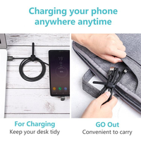 Câble USB en forme de U à 90 degrés, 1 m, chargeur rapide tressé TPE 2-en-1 Micro et Type-C pour mobile et gaming - Noir