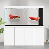 High-end Stainless Steel Arowana Tank Modern Patio Living Large Aquarium 120L Ultra-white Glass Screen Partition Bottom Box