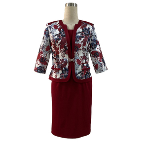 Fashion Women Dress Printed <b>Jacket</b> Coat Two Pieces Dress Suit - Product Image 5