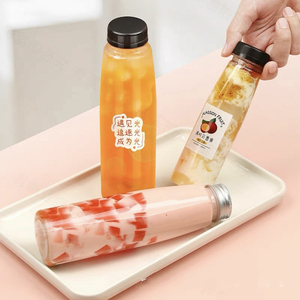 Wholesale Clear <b>Empty</b> <b>Bottle</b> for Juice 180ml 350ml 500ml Round PET Beverage <b>Plastic</b> <b>Bottle</b> PET <b>Bottle</b> with Lid - Product Image 4