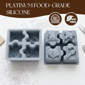 Molde de Silicona Cuadrado de 4 Cavidades para Fondant, Apto para Uso en Fábrica y Navidad, con Certificación LFGB, Platino, Antiadherente, Libre de BPA, Fácil de Desmoldar - Product Image 2