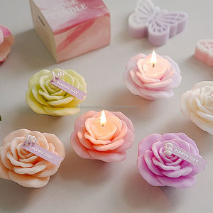 फ्लेर्सेंस चीन कारखाने गर्म बिक्री ग्लास वैलेंटाइन के दिन उपहार-हस्तनिर्मित गुलाब के आकार के सुगंधित मोमबत्तियाँ - Product Image 2