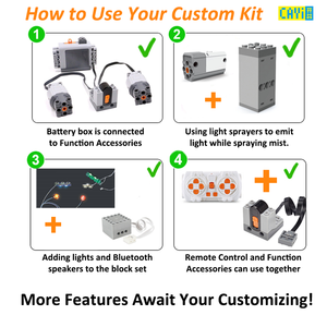 CAYIカスタムRCリモートコントロールファンクションキットOEM & ODMビルディングブロックセットモーターバッテリーリモコン技術部品LEDレンガ - Product Image 4