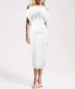 Robe longue élégante blanche en satin, taille empire, coupe ajustée, anti-statique, pour soirées, mariages et événements familiaux - Product Image 6