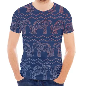 Camiseta boêmio gradiente de fábrica por atacado camisetas de poliéster logotipo personalizado camisetas masculinas de grandes dimensões boho elefante estampado a granel