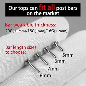 Vente en gros de bijoux de <span class=keywords><strong>piercing</strong></span> hypoallergéniques en titane ASTM F136 plaqué or 18 carats avec zircon, filetage interne, pour labret, hélix et lèvre, 16G - Product Image 4