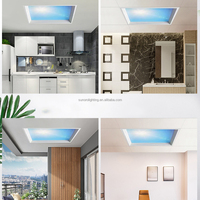 Moderne 600*600mm LED Panneau Lampes Nouveau Virtuel Sunlight Skylight App Dimmable Plafond à Distance pour Bureau Boutique Artificiel Naturel