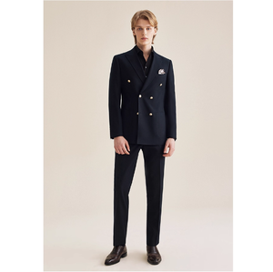Blaze <span class=keywords><strong>bleu</strong></span> <span class=keywords><strong>marine</strong></span> Double boutonnage <span class=keywords><strong>costume</strong></span> ample hommes affaires <span class=keywords><strong>veste</strong></span> formelle <span class=keywords><strong>costume</strong></span> <span class=keywords><strong>de</strong></span> marié robe <span class=keywords><strong>de</strong></span> mariée - Product Image 6