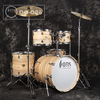 OTIS DO-C06 Hepsi Bir Arada Yetişkin Davul Seti Kavak Ağacı Gövde Doğal Ahşap Desenli PVC Kaplama Çift Zincirli Pedal Ziller OTIS