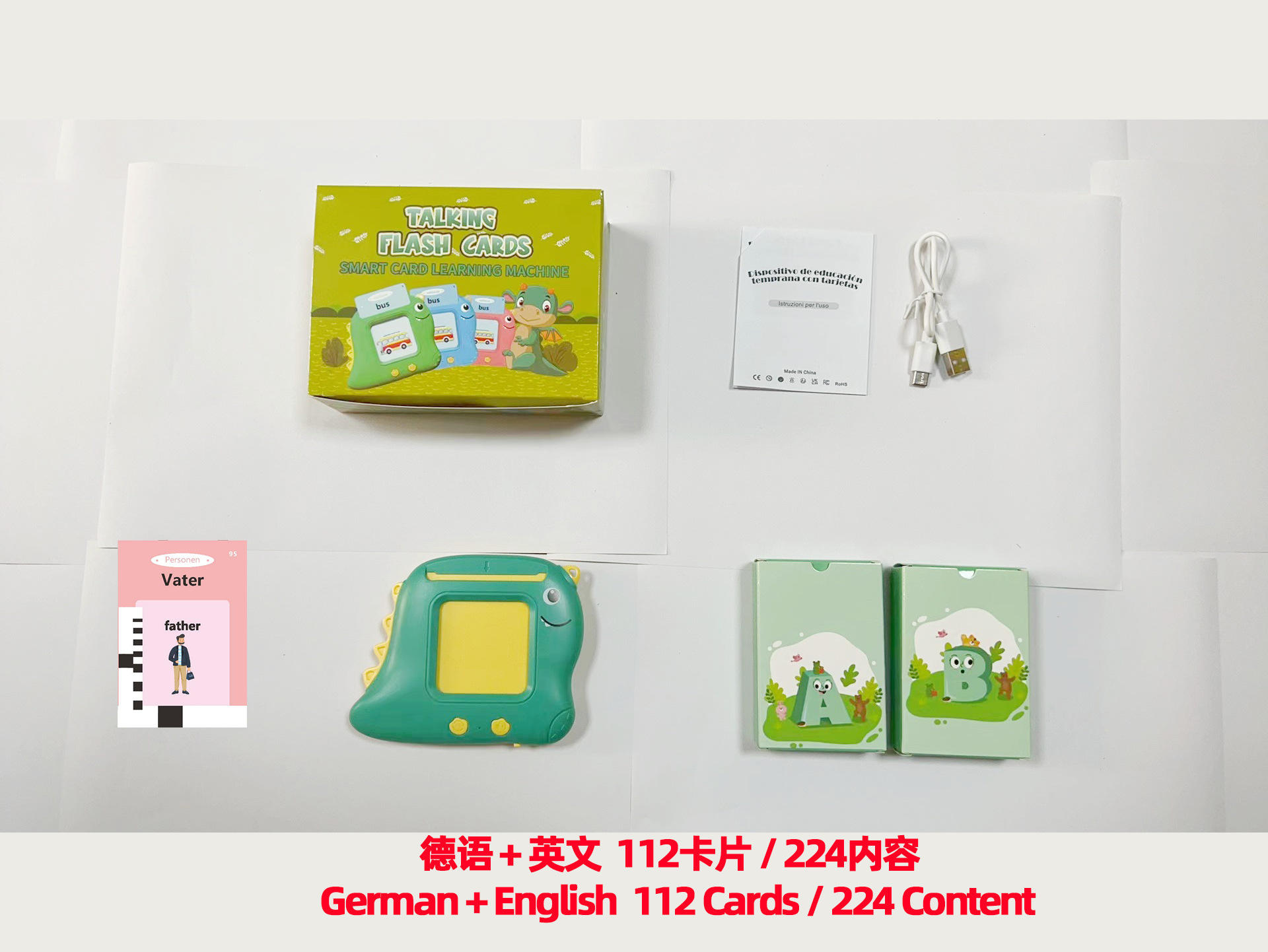 Dinosaure+Vert+Allemand+Anglais+224 Contenu