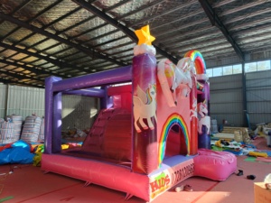 Castillo hinchable con tobogán de 0,55mm, combo de Casa de rebote inflable de Pvc, juegos al aire libre, Castillo de saltos para fiesta - Product Image 3