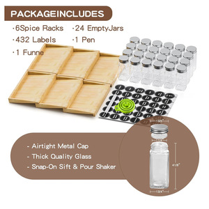 <b>Spice</b> <b>Jar</b> Storage Rack With Labels 48 <b>Jars</b> Wooden Organizer For Kitchen Counter Use - Product Image 3