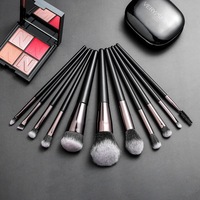 Ensemble de 11 pinceaux de maquillage professionnels noirs personnalisés, cosmétiques, maquillage, contour, fond de teint, fard à paupières, outils de pinceaux, kit de fournisseur