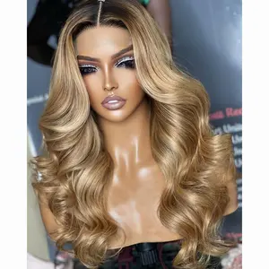 Ombre 1b/#27 color 27 wigs blonde wigs human hair lace front 613 13x6 hd lace frontal wig raw human hair