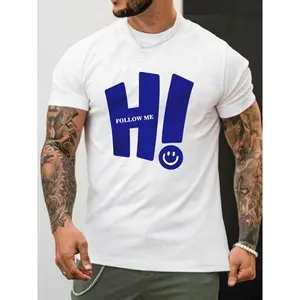 L800925 T-shirt d'été pour hommes T-shirt à col rond coupe ample avec impression de lettres Street Wear T-shirt oversize pour hommes