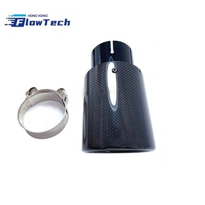 Universal <b>Car</b> Exhaust Muffler Tip Black Carbon Fiber Straight Edge / Rolled Edge Design for Vehicle Modification Decoration - Product Image 2