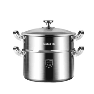 Lots de Casseroles et Faitouts en Acier Inoxydable 316 Multi-Tailles avec Couvercles en Verre pour Cuisinières à Gaz et à Induction pour Réunions de Famille - Product Image 1