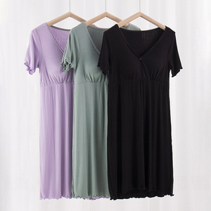 Pijamas de enfermería Maternidad Hospital Vestido de noche Encaje Embarazada Vestido de noche <span class=keywords><strong>Lactancia</strong></span> Ropa de <span class=keywords><strong>lactancia</strong></span> Tela suave - Product Image 3