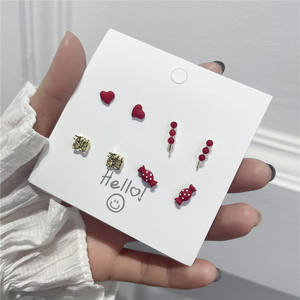 Pendientes de estilo coreano para mujer, joyería de cerámica con forma de corazón y cerezas - Product Image 6