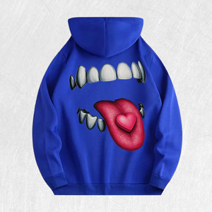 Felpa <span class=keywords><strong>con</strong></span> <span class=keywords><strong>Cappuccio</strong></span> <span class=keywords><strong>con</strong></span> Grafica di Bocca e Cuore Audace, 100% Cotone, Magazzino USA, 6 Colori - Product Image 5