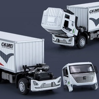 2025 plus récent 1/32 échelle moulé sous pression conteneur transporteur camion modèle M501 Mini retirer tracteur remorque voiture avec lumière et son pour les enfants