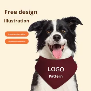 Cetak kustom kanvas hewan peliharaan warna Solid poliester segitiga Bandana gaya Ins anjing kucing Bib besar polos dasi kupu-kupu grosir - Product Image 5